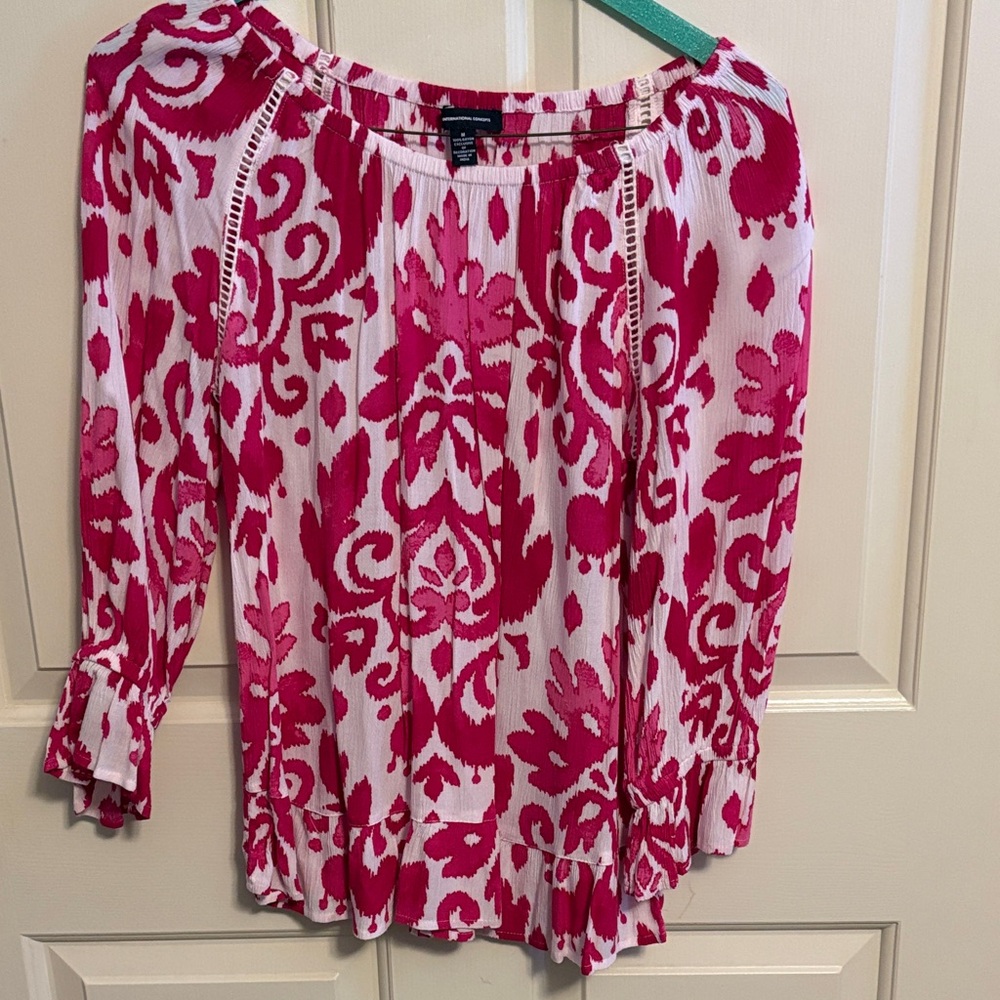 INC International Concepts Pink and White Blouse